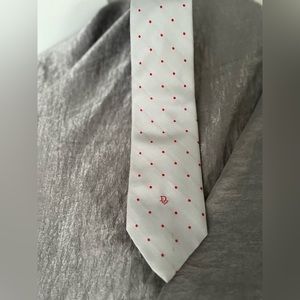 Dior tie light grey with a red dot design. made in Italy.
